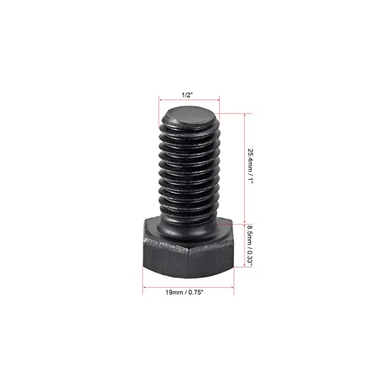 uxcell 1/2''-13 * 1'' Hex Head Screw Bolts Fastener Grade