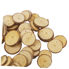 Operitacx Pack of 50 Natural Wood Chip Pendants, Creative DIY Wood Chip Pendants, DIY Wooden Chip Pendants, High-End Wooden Chip Pendants