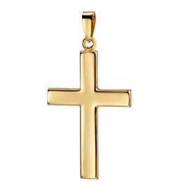 JEVELION Cross Pendant Large Design in High Gloss Polished Gold Cross for Men as Necklace Pendant + Jewellery Case, Gold-plated
