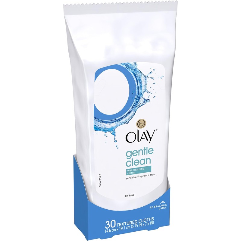 OLAY Wet Cleansing Cloths Gentle Clean, Sensitive/Fragrance-Free 30 Ea (Pack