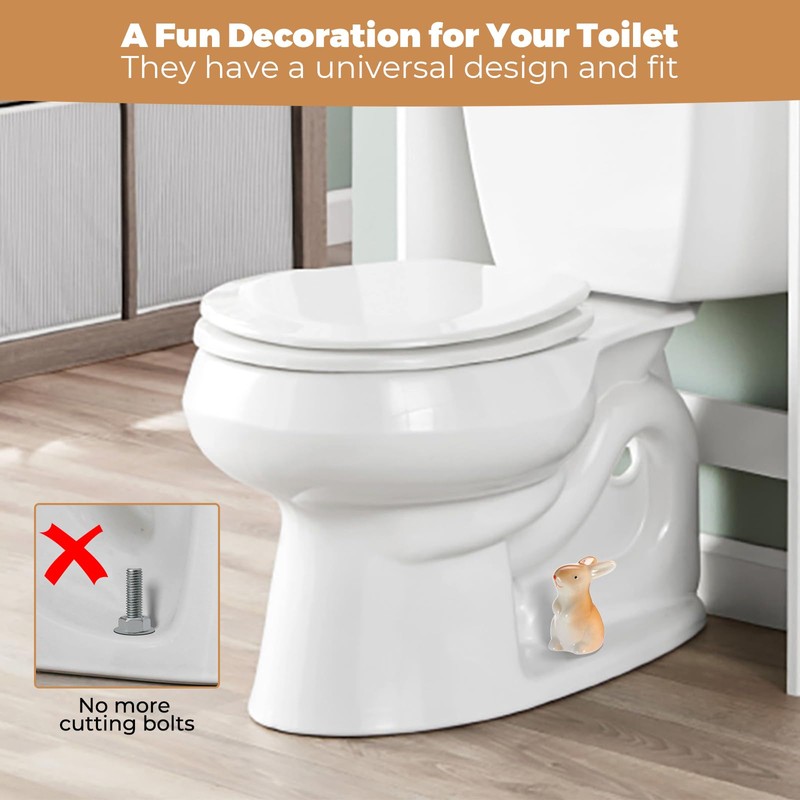 Bunny Ceramic Toilet Bolt Caps - Decorative Toilet Caps for