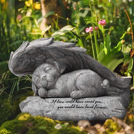 DiDiBirDi Dog Angel Pet Memorial Grave Marker Tribute Statue, Pet Memorial Stones for Dog Garden Ornament Stone with Angel Wings, Dog Urn Pet Loss Gifts Garden Decor Outdoor