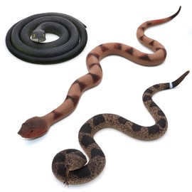 Serpientes falsas de goma, juguete de serpiente de goma realista para mantener a los pájaros alejados para el jardín, juguetes de broma de serpientes falsas de plástico realistas para hombres, adultos y niños, regalos de broma para decoración de Halloween
