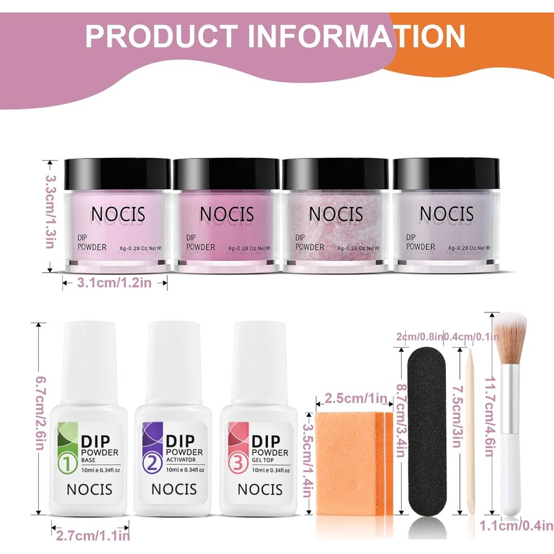 Kit de uñas en polvo de inmersión 4 colores –