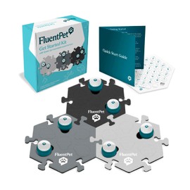 FluentPet Speak Up Get Started Kit with Clearer Upward-Facing Sound - 6 Recordable Buttons for Dogs & 3 Grey HexTiles | Dog & Cat Communication Buttons Set | with Batteries