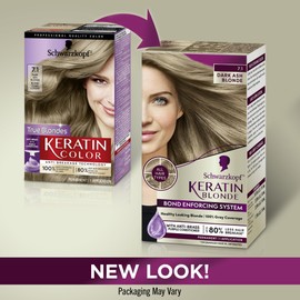Schwarzkopf Keratin Color Permanent Hair Color, 7.1 Dark Ash Blonde, 1 Application - Professionally Inspired Permanent Hair Dye, for up to 80% Less Breakage vs Untreated Hair and up to 100% Gray Coverage
