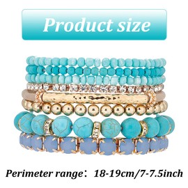 ANATTASOUL 2 Sets Stackable Bracelets Stackable Bead Bracelets for Women Stackable Stretch Bracelets Multicoloured Boho Jewellery for Women Bracelets Delicate Jewellery Gift for the Best, ✰