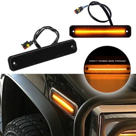 GTINTHEBOX Smoked Lens Amber LED Front Side Marker Light for 2003-2009 Hummer H2 Side Fender Lamps