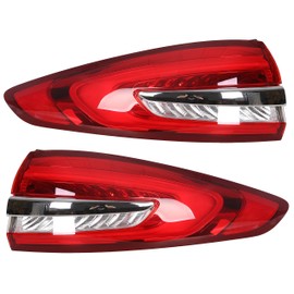 ECOTRIC Outer Tail Light Compatible with 2017-2020 Ford Fusion Rear Brake Lamp Rear Stop Brake Indicator Warning Light Pair Red Lens Chrome housing (Driver Passenger)