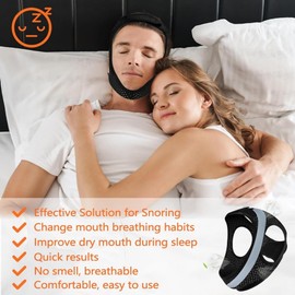 Upgraded Anti Snore Device, Anti Snore Chin Strap, Skin-Friendly, Breathable Chin Strap for Sleeping, Adjustable Anti Dry Mouth Chin Strap, Snore Reducing Aids, Stop Snoring Solution (Pink)