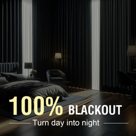 H.VERSAILTEX 100% Blackout Curtain for Bedroom 84 Inches Long Grommet Linen Face Full Light Blocking Curtain Drape for Living Room Thermal Insulated Linen Look Curtain 1 Panel, Bleached Sand