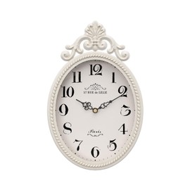Abdurey Small French Retro Decorative Wall Clock, Ivory White Vintage Oval Style,Silent Battery Operated Boho Decor Wall Clocks for Farmhouse,Kitchen,Bedroom,Bathroom(10.4" H x 6.7" W)