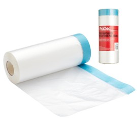 ProDec 110cm x 25m Pre-Masked Polythene Dust Sheet Roll, Dustproof and Waterproof Ideal for Covering and Protecting Floors and Furniture When Painting and Decorating