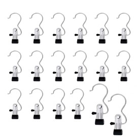 MITUKE Mono Clip Clothespins Clothespins Stainless Steel Rust Resistant Non-Slip Non-Slip Laundry Clip Hanger (With Hooks-20PCS/Black)