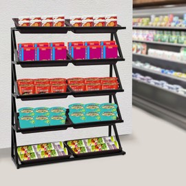 Market Retail Display Rack Shelf + 10x Merchandiser Fruit Vegetable Snack Basket
