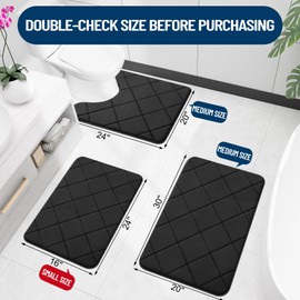 OLANLY Memory Foam Bath Mat 30x20, Ultra Soft and Absorbent Bathroom Rugs, Machine Washable, Comfortable Bath Carpet for Bathroom Floor, Tub and Shower, Black