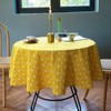 Deggodech Round Tablecloth Cotton Linen Round Table Cloth Washable Yellow