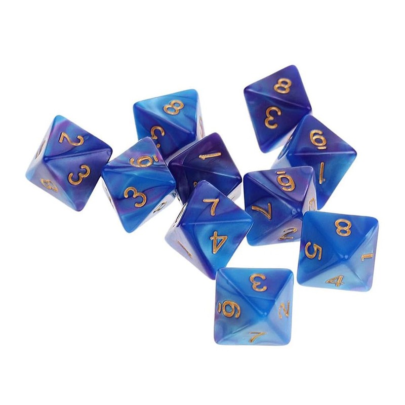 Yourandoll 10pcs Polyhedral Dice D8 Dice 8-Sided Dice for Dungeons