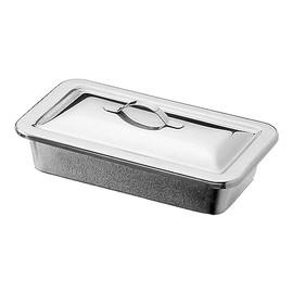 McKesson Surgical Tray - Stainless Steel Instrument Tray, Medical Metal Tray with Cover and Strap Handle, Non-Sterile, Autoclavable, Easy to Clean, 8 1/2 in x 3 in x 1 1/2 in, 6 Count
