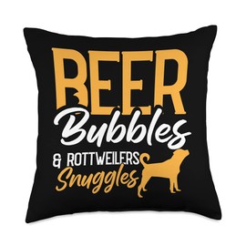 Dog Cloths Puppy Doggie Pet Animal Lover Gifts Beer Bubbles Rottweiler Snuggles Dog Rottie Puppy Lover Throw Pillow, 18x18, Multicolor