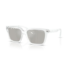 A|X ARMANI EXCHANGE Men's AX4147S Square Sunglasses, Shiny Crystal/Light Grey Mirrored Silver, 56 mm