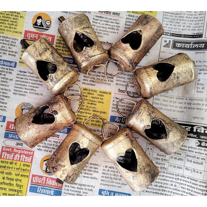 Thirty Six Tin Bells with Metal Striker (2.5" Heart Bells)