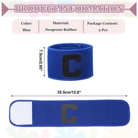 YELARXI Soccer Captain, Soccer Captain Armbands Elastic Adjustable Leader Armband Team Sport Protective Arm Badge Band for Adult Youth Soccer Volleyball Team Training (2 Pack, Blue)