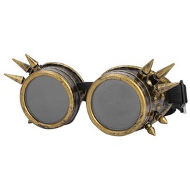 EVTSCAN Vintage Glasses, Vintage Spiked Steampunk Glasses, Cosplay Glasses, Double Layer Windproof (Bronze)