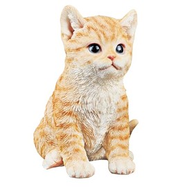 Collections Etc Hand-Painted Realistic Sitting Kitten Garden Statue