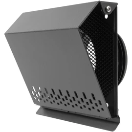 Vent Systems 4" Inch Air Supply Vent Cover with Rubber Gasket - Graphite Black Galvanized Steel - Robust Weatherproof Outdoor Air Intake Box - Duct or Surface Mounting - Rain and Snow Protection