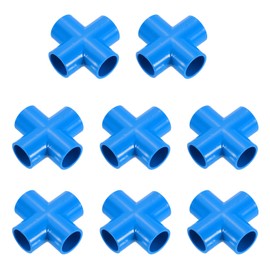 sourcing map 1/2" PVC Fittings, 8 Pcs 4 Way Elbow Connector Elbow PVC Furniture Fittings Corner Fitting for Water Supplies PVC Furniture DIY Shelf Greenhouse Tent Connection, Blue