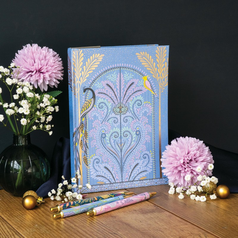 Sara Miller Savannah A5 Fabric Journal, 200 Ruled gold edged