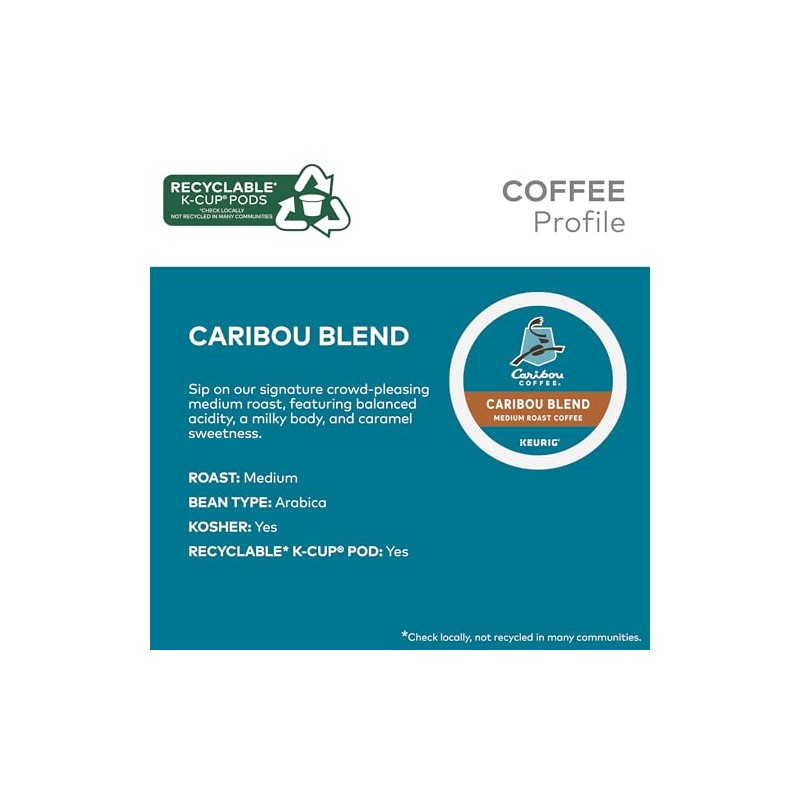 Caribou Coffee Caribou Blend Keurig Single-Serve K-Cup Pod, Medium Roast