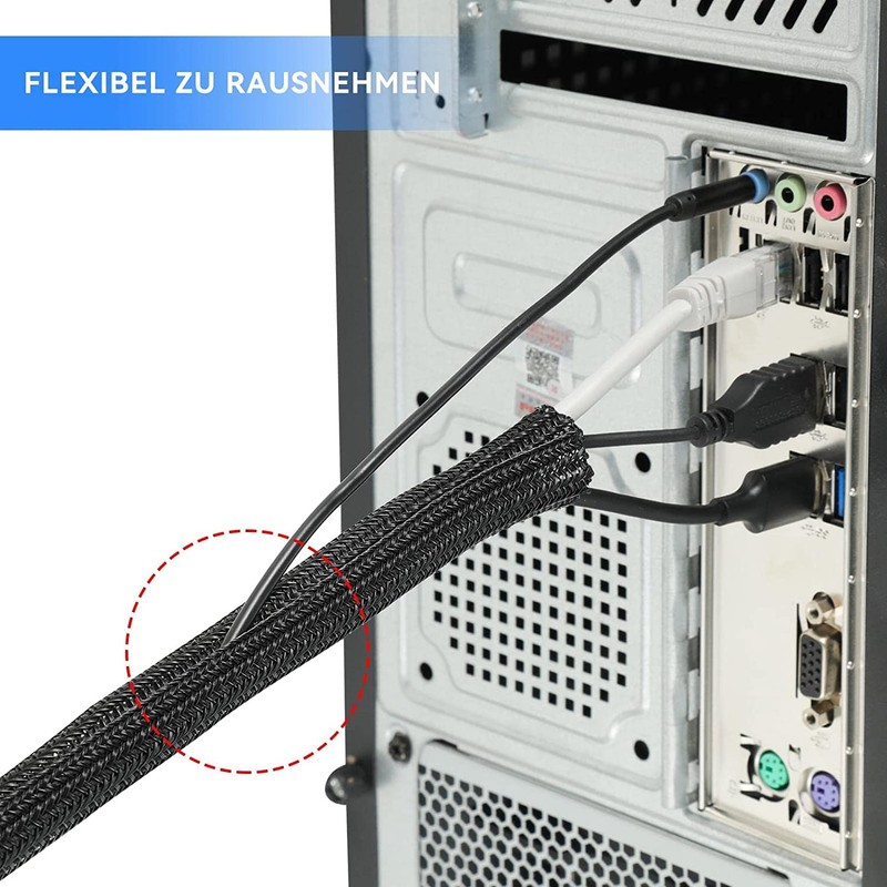 AGPTEK 19 mm-3 m Cable Sleeve, Self-Closing Cable Duct, Flexible