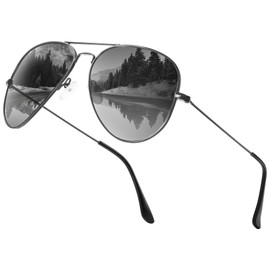 kunchu Classic Aviator Sunglasses for Men Womens Polarized UV400 Protection Driving Sunglasses （H01DoubleGray）