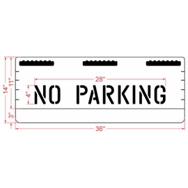 4" NO Parking Professional Curb Marking Stencil with Handles and Overspray Flap - 1/8" (.125") PRO-Grade LDPE - Curb