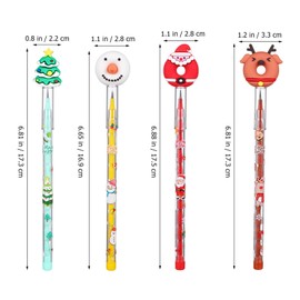 NUOBESTY 16pcs Christmas Non Sharpening Pencils, Christmas Stackable Push Pencils Translucent Bulk for Xmas Party Supplies Office Classroom Rewards