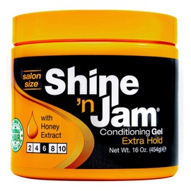 Ampro Shine-n-Jam Maximum Hold - Con extracto de miel para fortalecer el cabello - Ideal para controlar flequillos, coletas y trenzas - 454 g