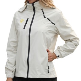 GIISAM Raincoats for Women with Hood Waterproof Light Weight Rain Jackets Foldable Outdoor Wind Breakers Female White