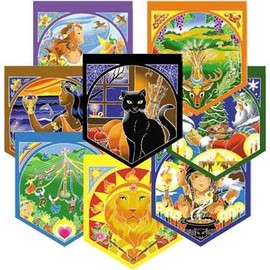 AzureGreen Outdoor Decor Flag Wheel of The Year Prayer Flags 15" x 17" Each Flag