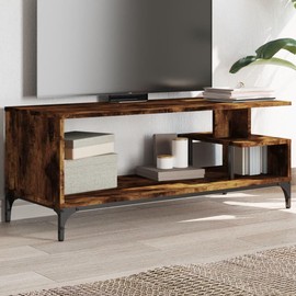 vidaXL Smoked Oak TV Stand - Engineered Wood & Steel, Media Console Storage, for Living Room, Bedroom, 40.2" x 15.7" x 16.1"