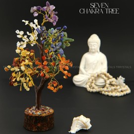 Trrystals Seven Chakra Natural Gemstone Tree – Feng Shui Crystal Bonsai for Positivity, Prosperity, Chakra Healing, Home Decor, Reiki Energy, Good Luck & Spiritual Gifts, 100% Natural Gemstones