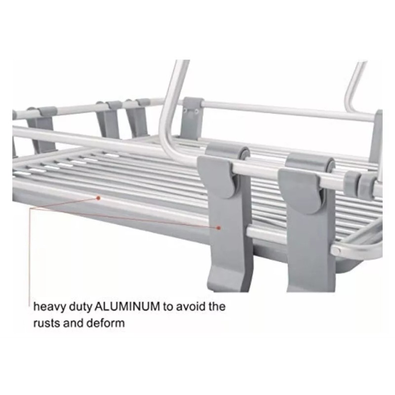 VENETIO Deluxe Aluminum Dish Drying Rack 2 Tiers with Removable