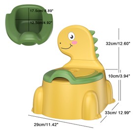 Potty Training Toilet, Toddler Potty Training Seat Baby Potty Chair, Dinosaur Toilet Potty Seat for Boys Girls Kids Toddlers, Portable Travel Potty with lid,Urinal, Splash Guard, Non-Slip Pad(Yellow)