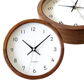 KATOMOKU Muku Clock 13 Walnut Radio Clock Continuous Second Hand Km-130WA Diameter 8.7 inches (220 mm)