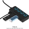 SABRENT 4 Port USB 2.0 Data Hub with Individual LED