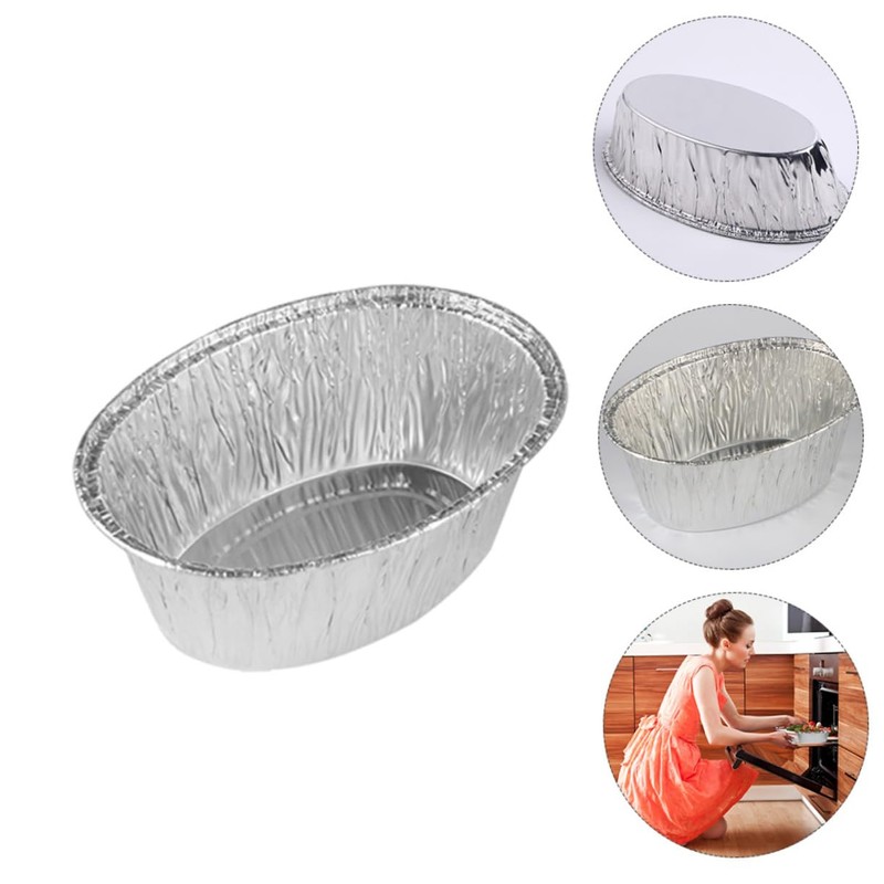 COLLBATH 125Pcs Oval Tinfoil Bowls Baking Trays Stackable Storage for