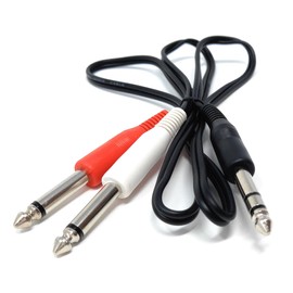 DRUT 1m 6.35mm Stereo Jack To 2 x 6.35mm Mono Jack Y Splitter TRS Stereo to Twin 1/4 Inch TS Mono Lead Cable 3.3ft