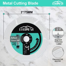 Diamond Metal Saw Blade - 3pcs 75mm/3" Metal Cutting Disc with 3/8" (10 mm) Arbor for Cutting Steel Pipe,Rebar,Stainless Steel,Iron,Angle Grinder Cutting Disc,LEKOMESH
