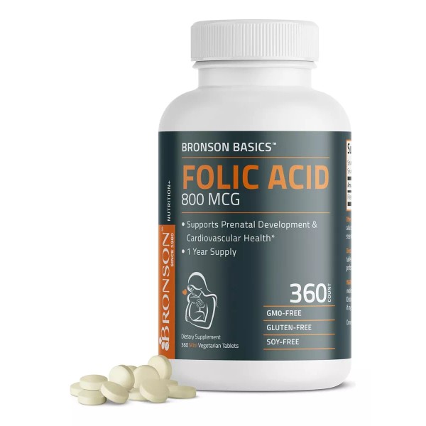Bronson Acido Folico Desarrollo Prenatal 800 Mcg 360 Tabletas